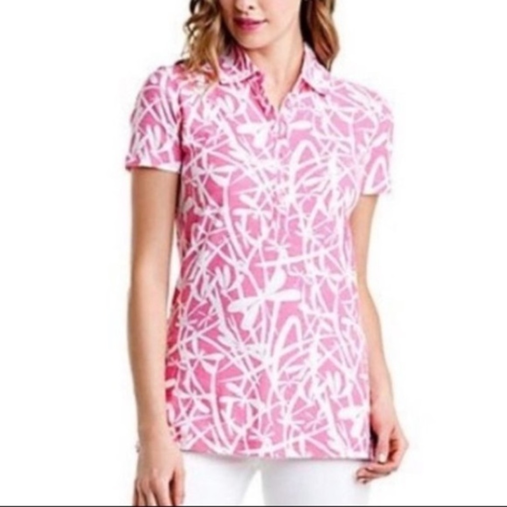 Lilly Pulitzer Hottie Pink Light My Fire Polo Top Sz XS